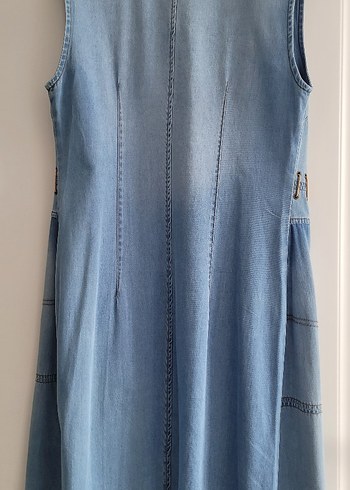 Uzun Mavi Kadın Kot Ceket iki koltuk arası 42 cm boyu 1.10 cm - Görsel 2