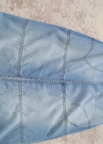 Uzun Mavi Kadın Kot Ceket iki koltuk arası 42 cm boyu 1.10 cm - Görsel 3