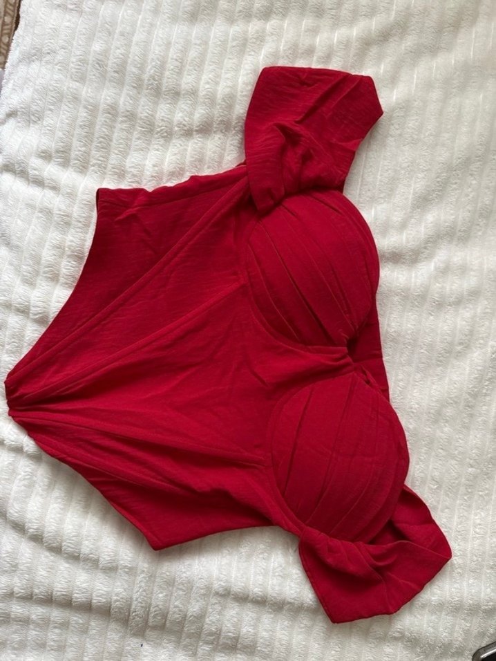 Kırmızı korse detaylı üst - Görsel 2