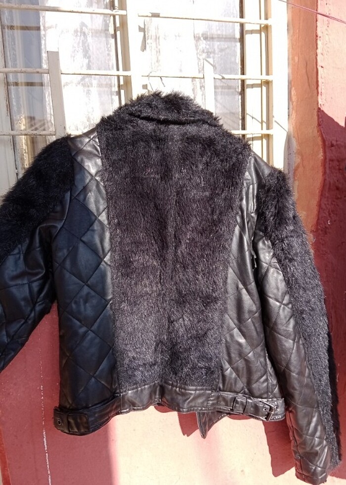 # kürklü mont# kürklüdericeket # deri ceket - Görsel 2