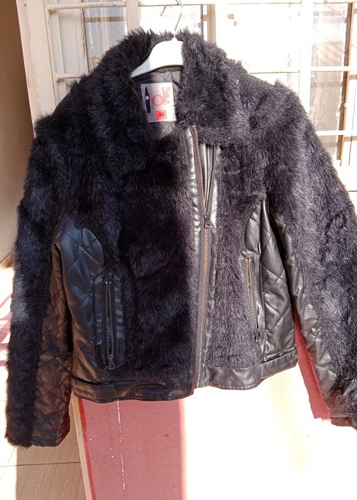 # kürklü mont# kürklüdericeket # deri ceket - Görsel 4