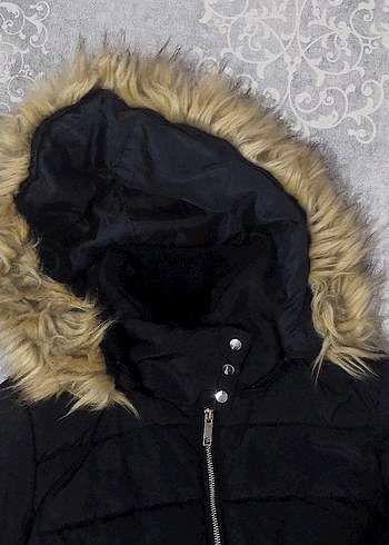 Kürklü Siyah Kadın Kışlık Mont - Görsel 3
