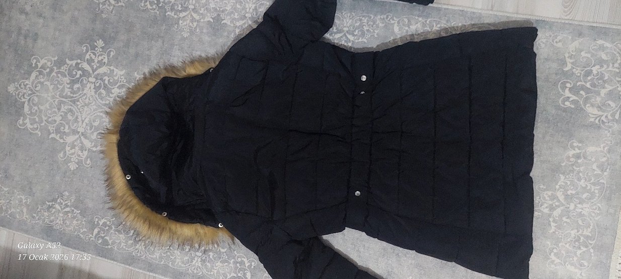 Kürklü Siyah Kadın Kışlık Mont - Görsel 2