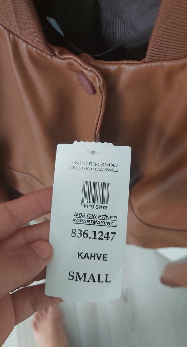 Düğmeli Kahverengi Deri Kadın Ceket - Görsel 2