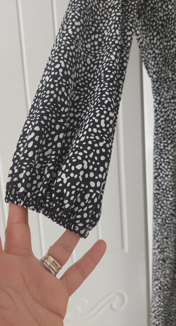 Gri Zebra Desenli Uzun Kadın Elbise - Görsel 3