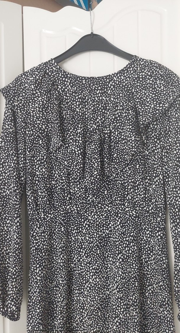 Gri Zebra Desenli Uzun Kadın Elbise - Görsel 2