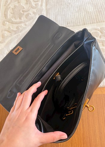 Klasik Siyah Deri Kadın Çanta - Görsel 2