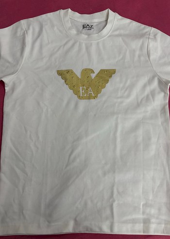 Emporio Armani Ea7 Beyaz Altin Kartal Baskili Tisort