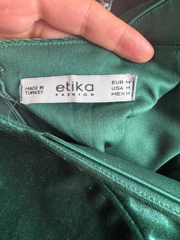 Yeşil Parlak V Yakalı Midi Kadın Elbise - Görsel 4