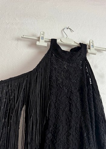 Drapeli Siyah Gotik Abiye Elbise - Görsel 3