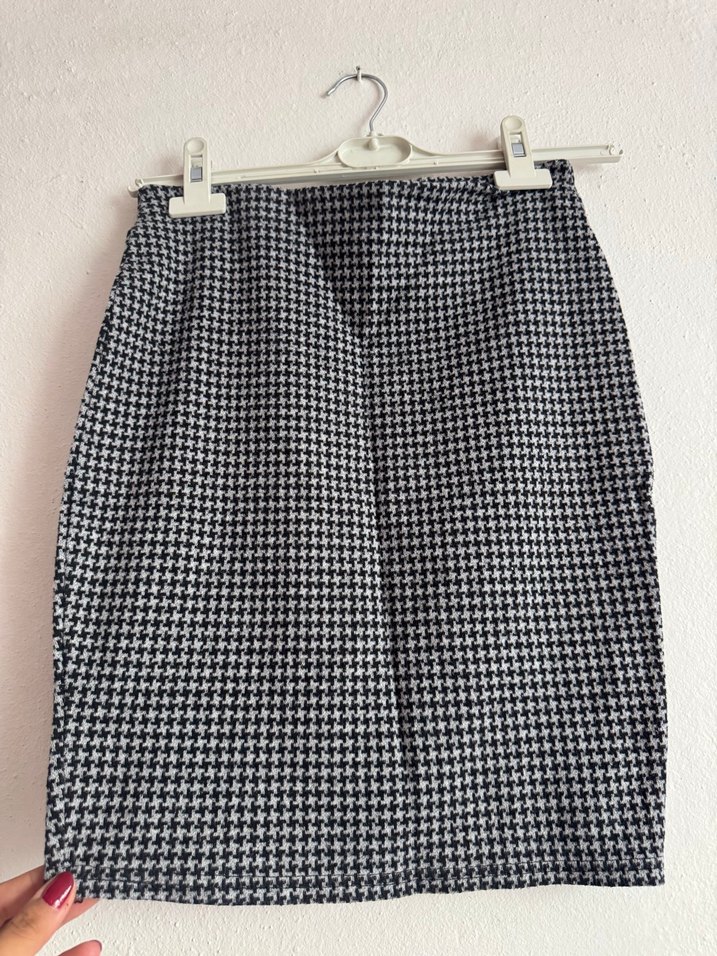 Gri Midi Pilili Kadın Etek - Görsel 2