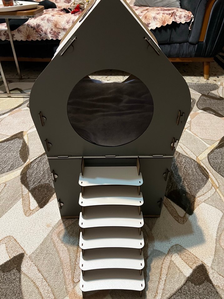 Gri Kedi Evi ve Yatağı - Görsel 2