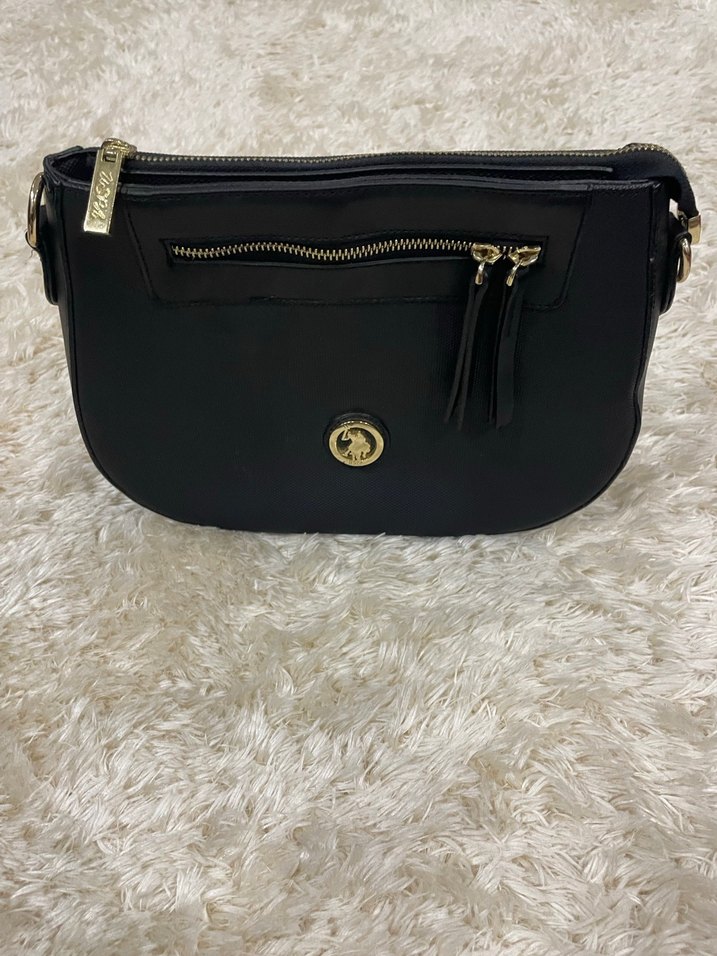 Us Polo Siyah Deri Fermuarlı Kadın Çantası - Görsel 3