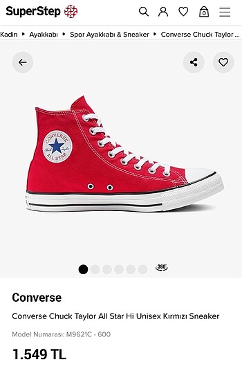 Converse all star kırmızı kadın spor ayakkanı chuck taylor oriji