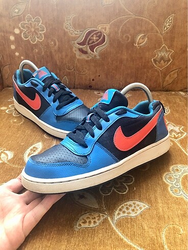 Nike court borough kadın spor ayakkabı mavi kırmızı siyah low