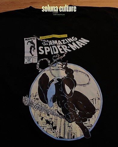 l/xl Beden siyah Renk Spider-Man Black T-Shirt