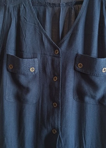 Kadın Lacivert Uzun Kolsuz Viskon Tulum - Görsel 3