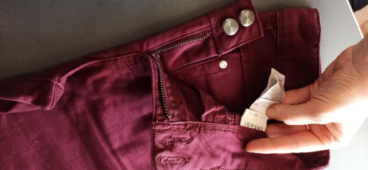 Bordo Normal Boy Kadın Keten Kot Pantolon - Görsel 2