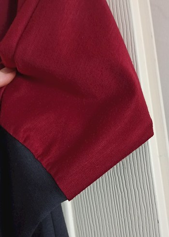 Bordo Siyah Uzun Kollu Elbise - Görsel 5