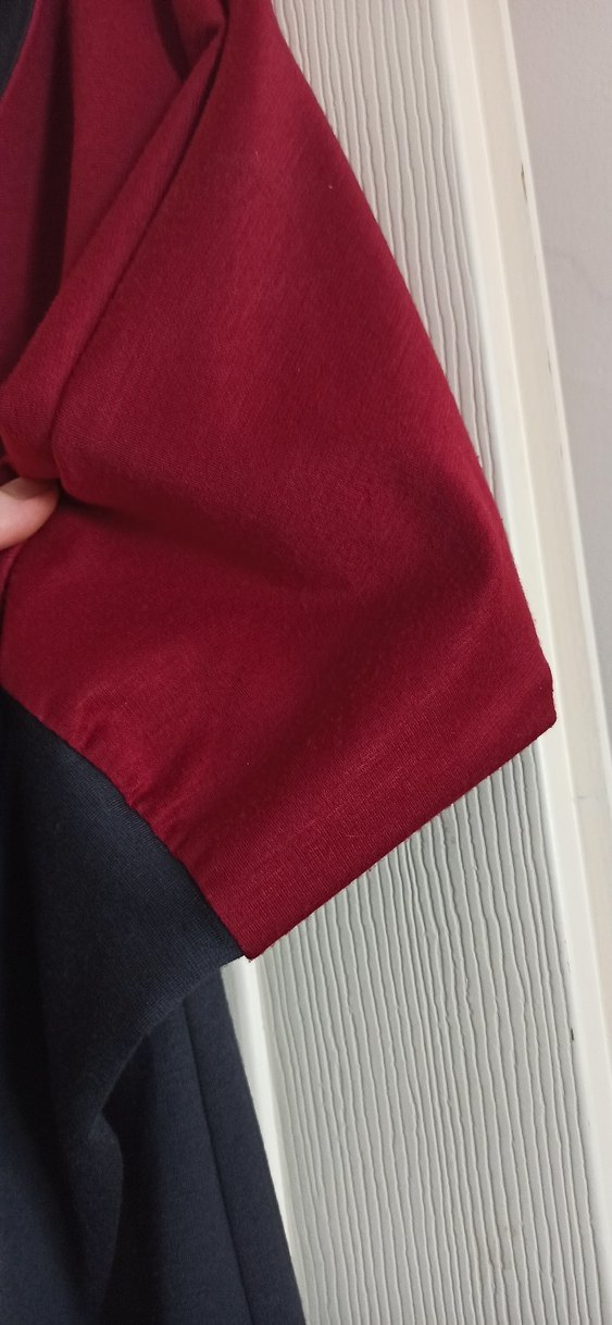 Bordo Siyah Uzun Kollu Elbise - Görsel 5