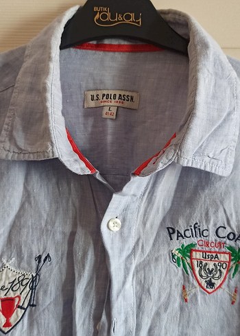 Nakışlı Mavi Keten Erkek Gömlek - Görsel 2