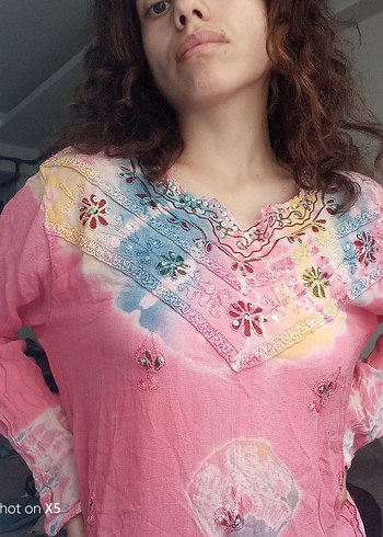 s Beden pembe hindistan bohem bluz