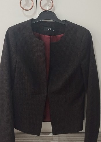 adL Siyah Desenli Kısa Blazer Ceket - Görsel 3