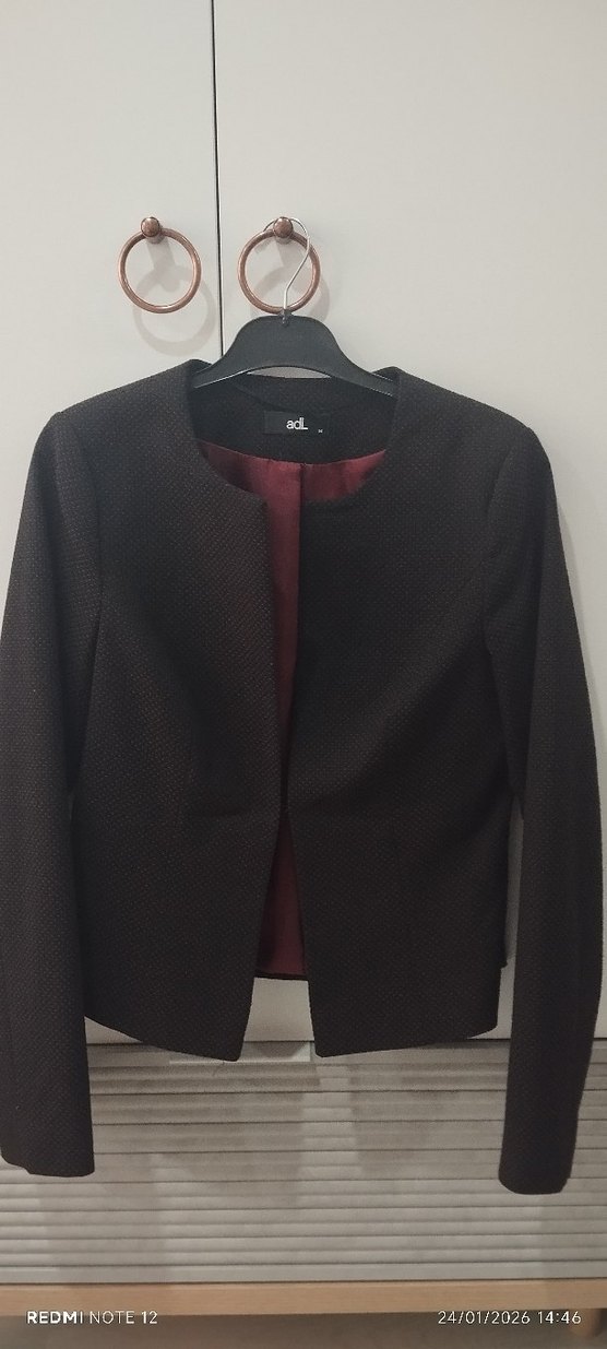 adL Siyah Desenli Kısa Blazer Ceket - Görsel 3