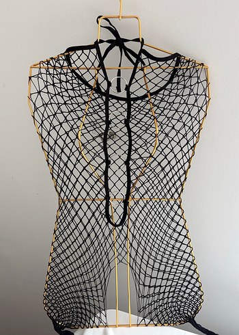 Siyah fileli bütün Vücut çorabı - Görsel 2