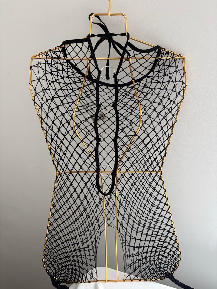 Siyah fileli bütün Vücut çorabı - Görsel 2