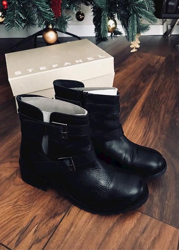 Stefanel Stefanel Tokalı Siyah Deri Bot