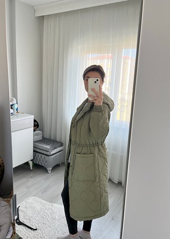 xs Beden Xside kapüşonlu kendinden desenli mont