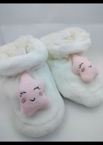 Kız Çocuk Beyaz Peluş Ev Terliği - Görsel 3