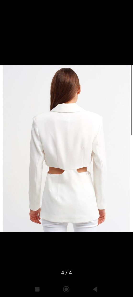 Dilvin Drapeli Beyaz Kadın Blazer - Görsel 4