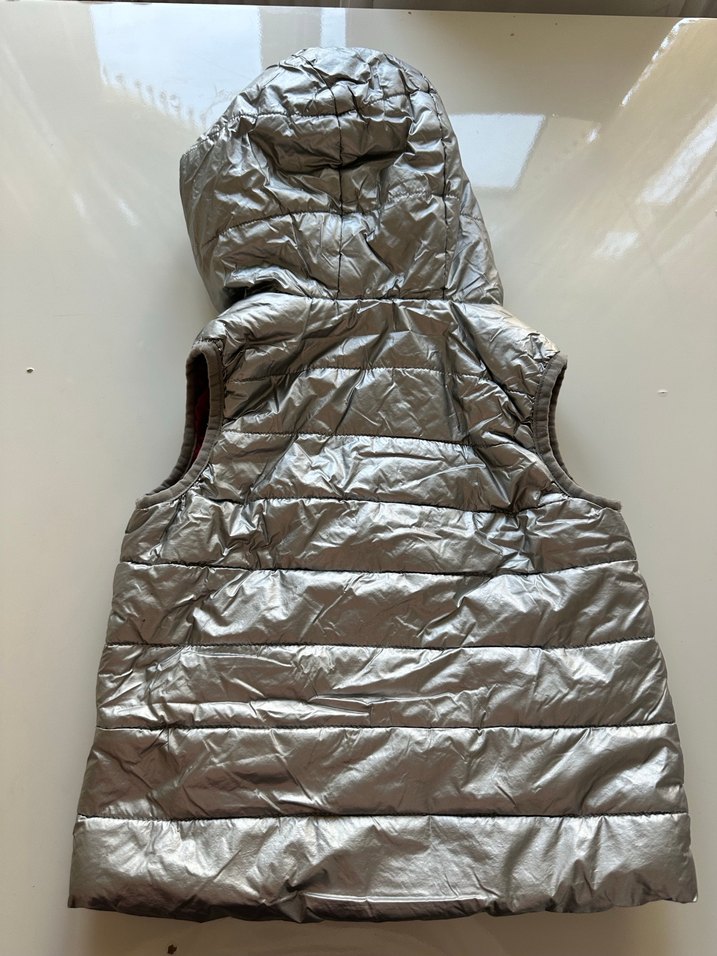 Kız Çocuk Gri Kapüşonlu Fermuarlı Yelek - Görsel 4