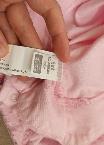 3 Ay Beden pembe Renk Dantel Detaylı Pembe Bebek Kız Tulum