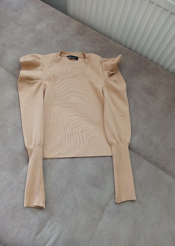 Diğer Bej Fitilli Kadın Triko Sweatshirt