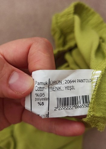 m Beden Yeşil Pamuk Rahat Kesim Kadın Pantolon