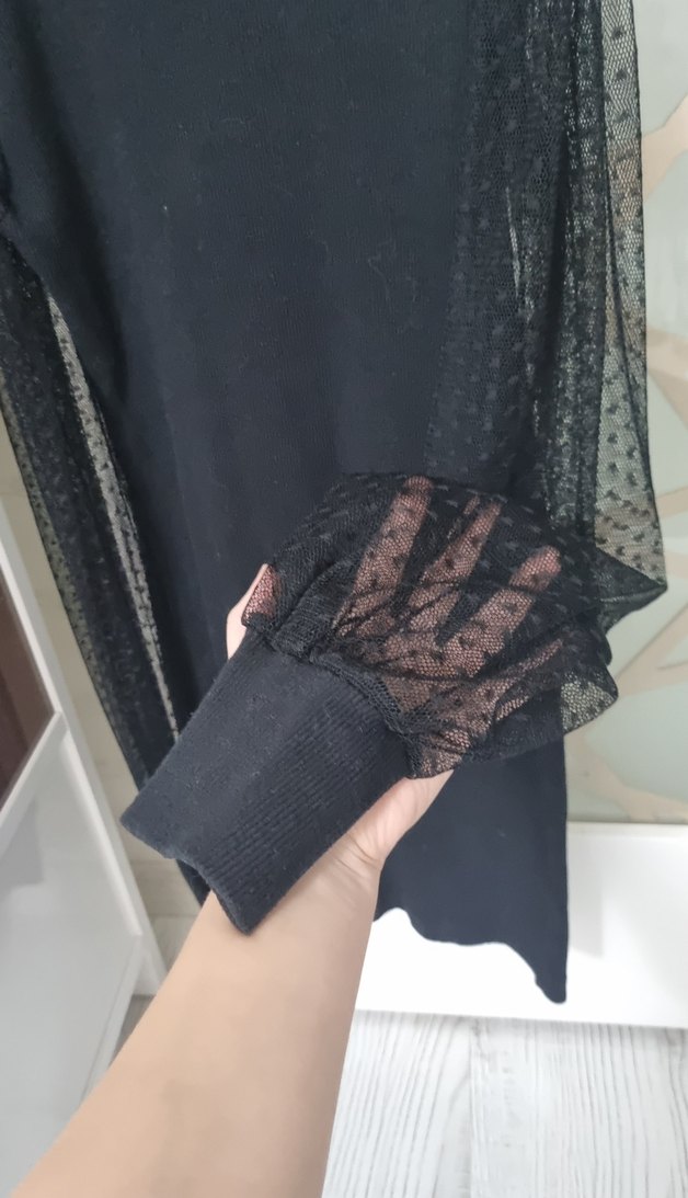 Uzun Kollu Siyah Triko Kadın Elbise - Görsel 3