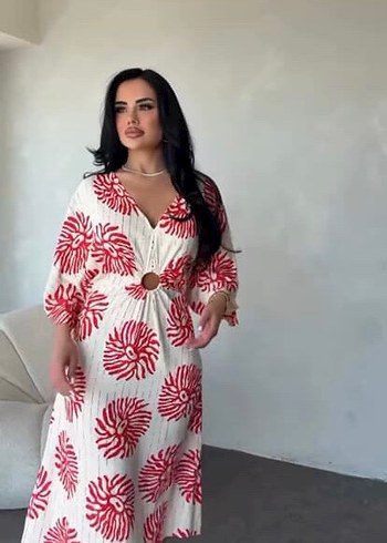 V Yaka Bohem Uzun Elbise