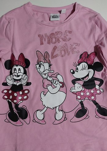 Pembe Uzun Kollu Disney Minnie mouse Kız Tişörtü - Görsel 2