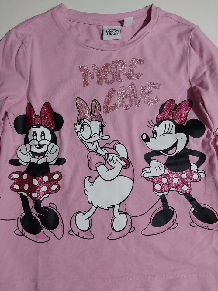 Pembe Uzun Kollu Disney Minnie mouse Kız Tişörtü - Görsel 2