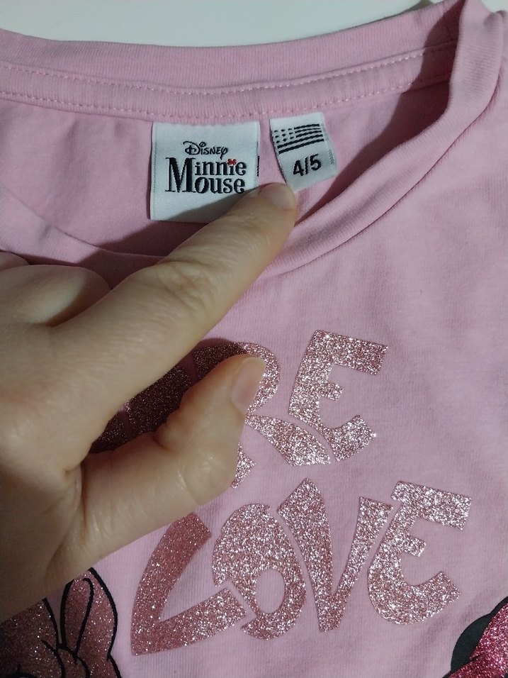 Pembe Uzun Kollu Disney Minnie mouse Kız Tişörtü - Görsel 3