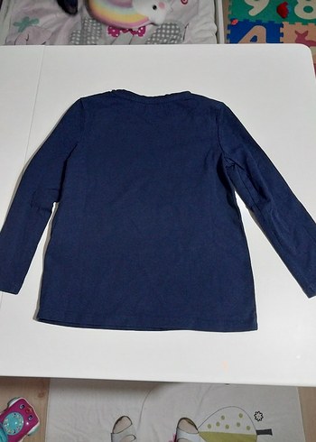 Kız Çocuk Lacivert Uzun Kollu Pamuklu Tişört - Görsel 3
