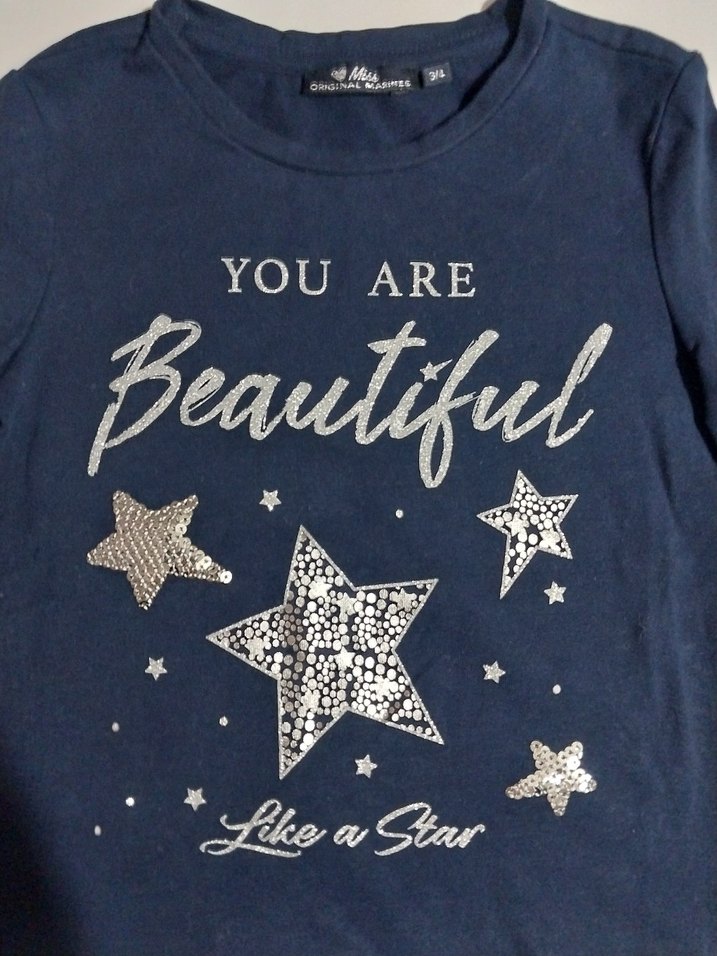 Kız Çocuk Lacivert Uzun Kollu Pamuklu Tişört - Görsel 2