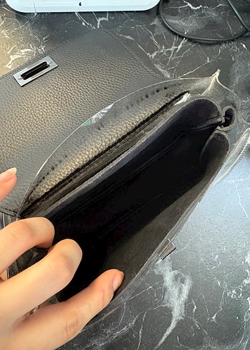 Addax Zincir Detaylı Siyah Deri Kadın Çanta - Görsel 6