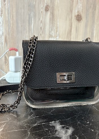 Addax Zincir Detaylı Siyah Deri Kadın Çanta - Görsel 3