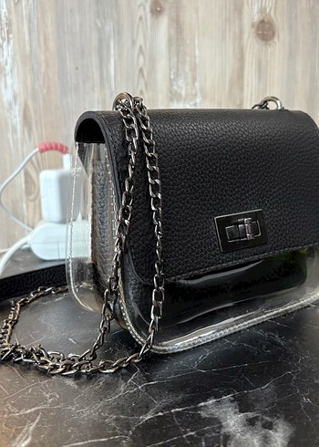 Addax Zincir Detaylı Siyah Deri Kadın Çanta - Görsel 4