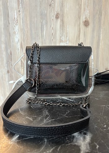 Addax Zincir Detaylı Siyah Deri Kadın Çanta - Görsel 5