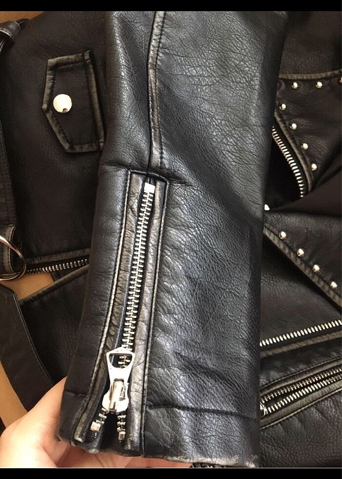 Bershka deri ceket - Görsel 4